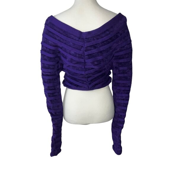 ALAÏA 3d Velvet Top in Ultraviolet 42 New Womens Cropped Knit Blouse - Picture 8 of 16